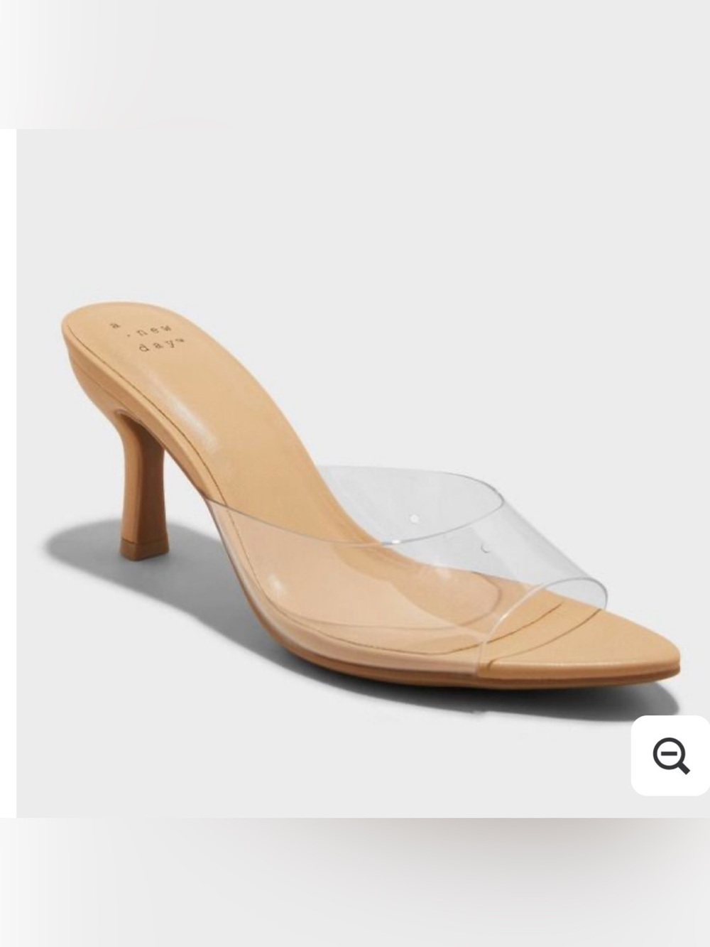 a new day Clear Strap Nude Tan Mule Heel